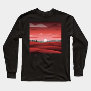 Stunning red landscape minimalist art Long Sleeve T-Shirt